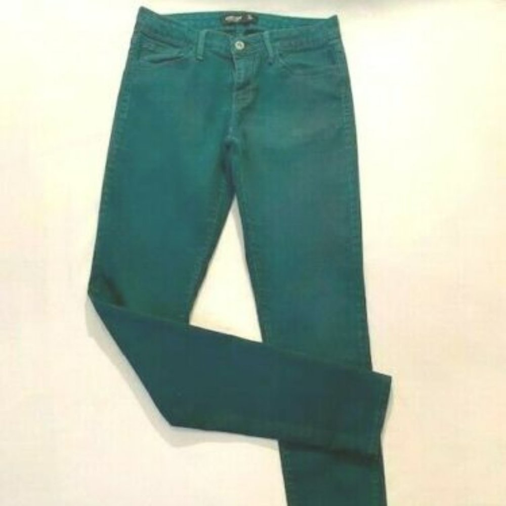 "Just USA" Black Label Size 5/27 Ladies Mid-Rise Skinny Jeans-Green 99810